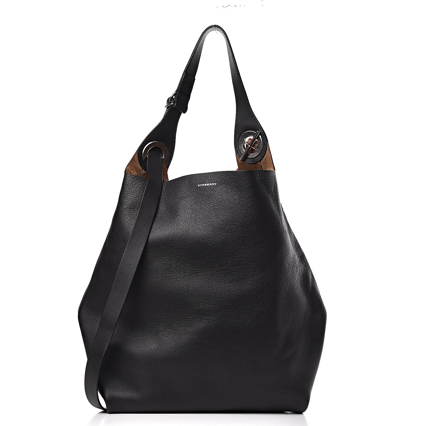 Calfskin Grommet Hobo Black