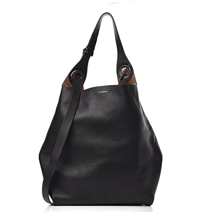 Burberry Calfskin Grommet Hobo Black 3 of 13