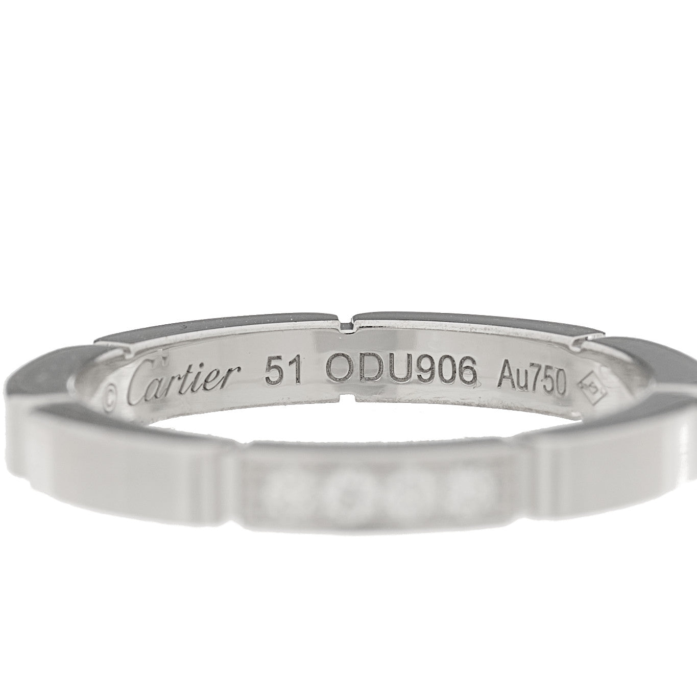 18K White Gold Diamond Maillon Panthere Wedding Band Ring 51 5.75