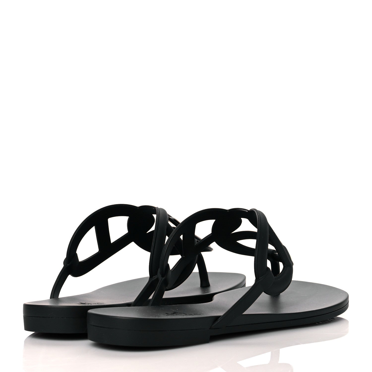 Hermes Rubber Womens Egerie Sandals 39 Black 4 of 8