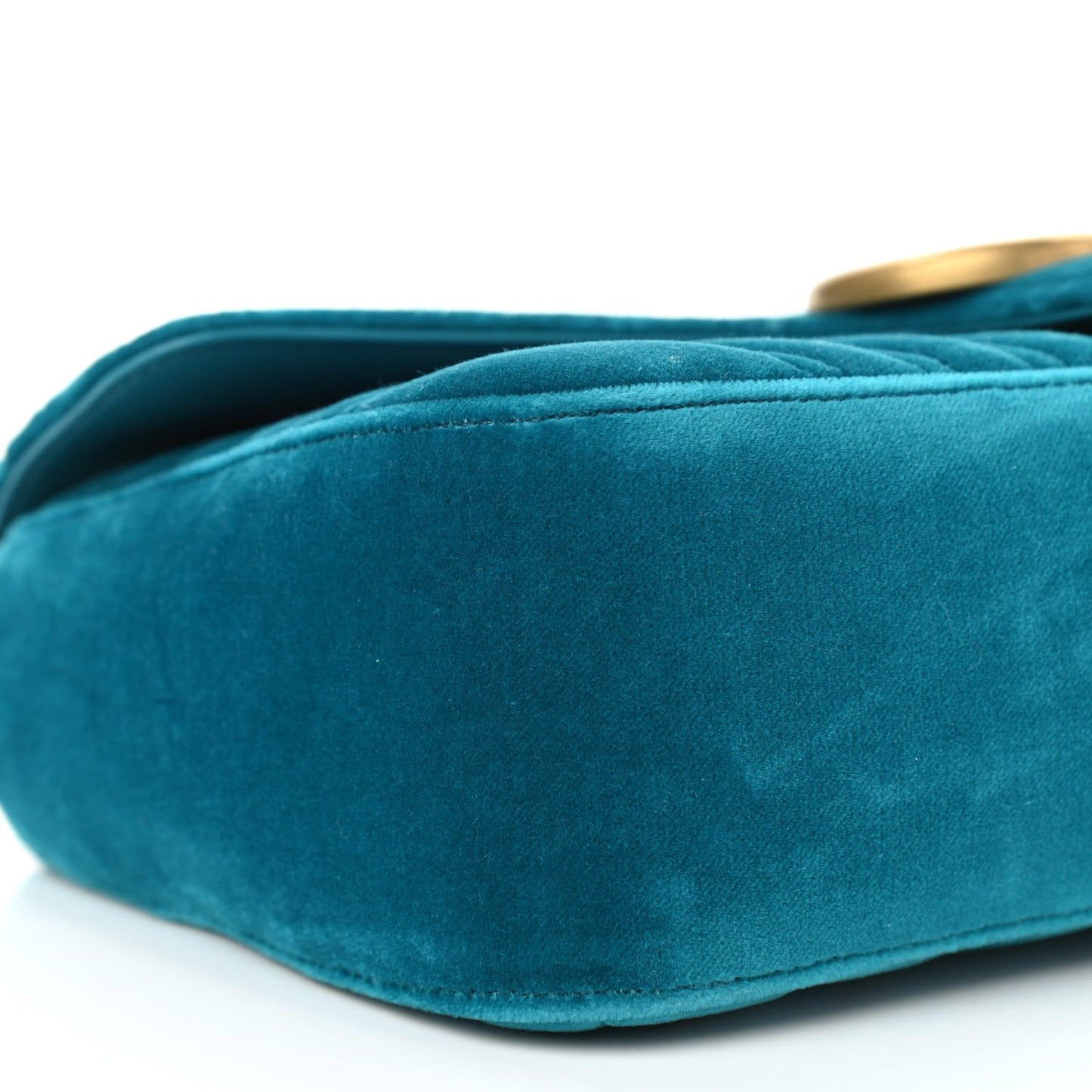 Velvet Matelasse Small GG Marmont Shoulder Bag Pavone Cyan