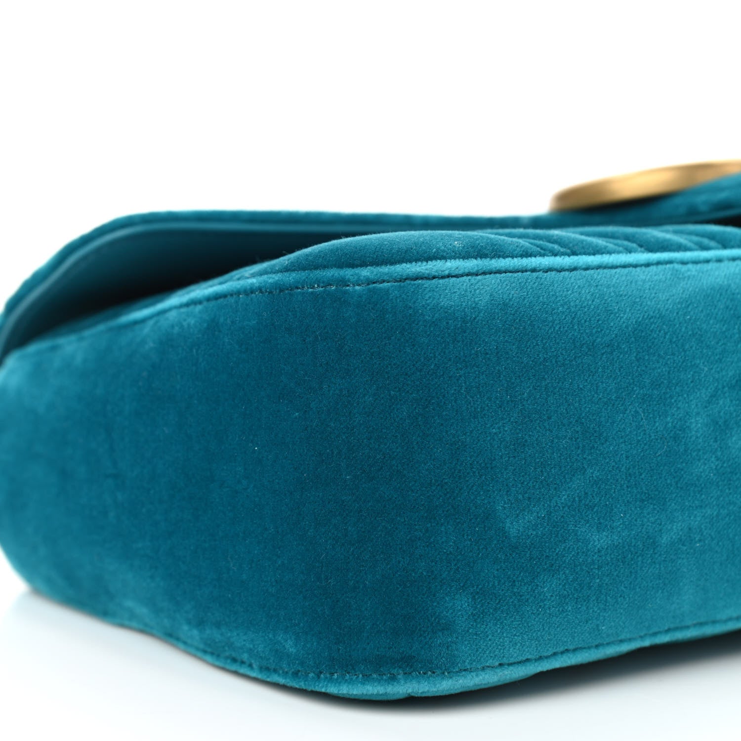 Gucci Velvet Matelasse Small GG Marmont Shoulder Bag Pavone Cyan 9 of 13