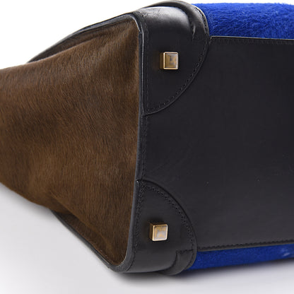 Celine Pony Hair Mini Tri-Color Luggage Royal Blue 7 of 22