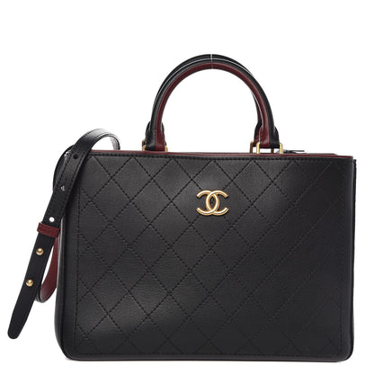 Chanel Bullskin Stitched Bi-Color Medium Shopping Tote Black 1 of 9