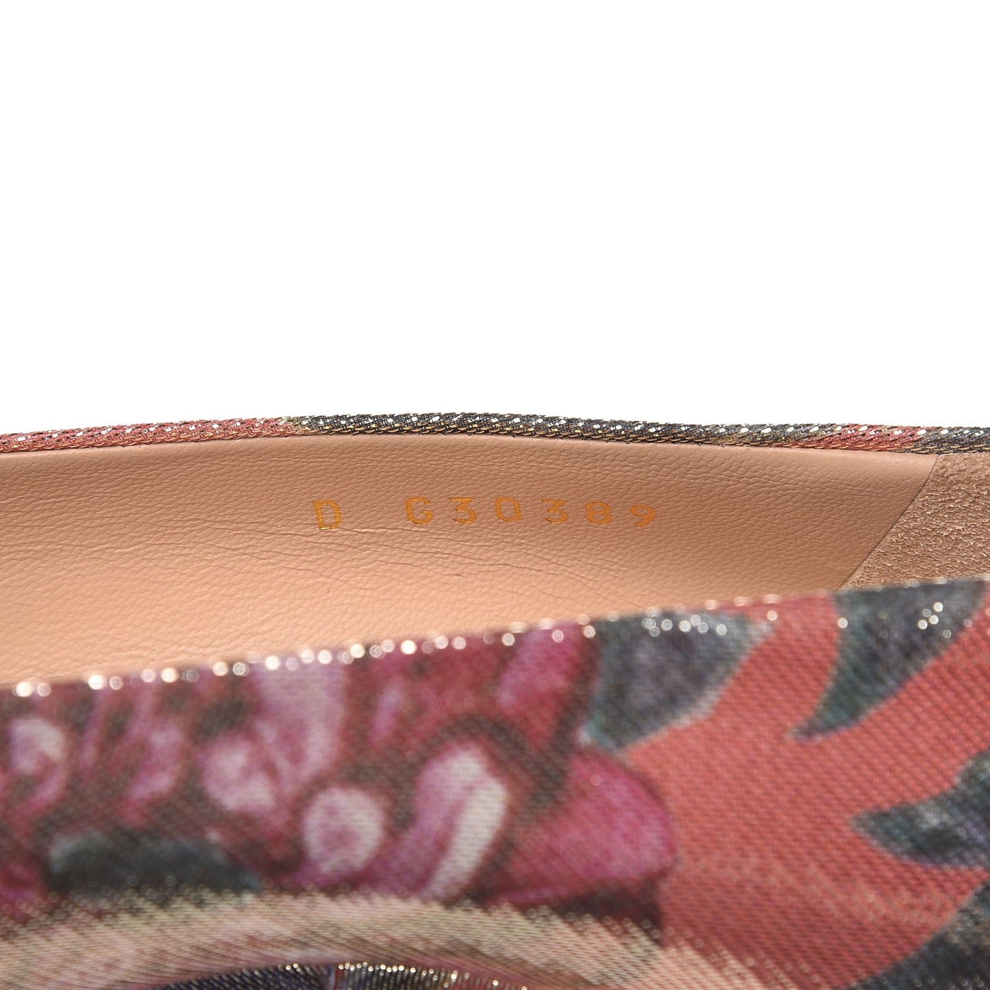 Crepe Calfskin Floral Printed Metallic Calfskin Pumps 35.5 Corail Gold