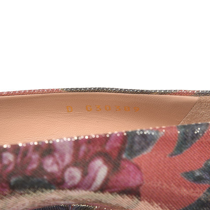Chanel Crepe Calfskin Floral Printed Metallic Calfskin Pumps 35.5 Corail Gold 8 of 9