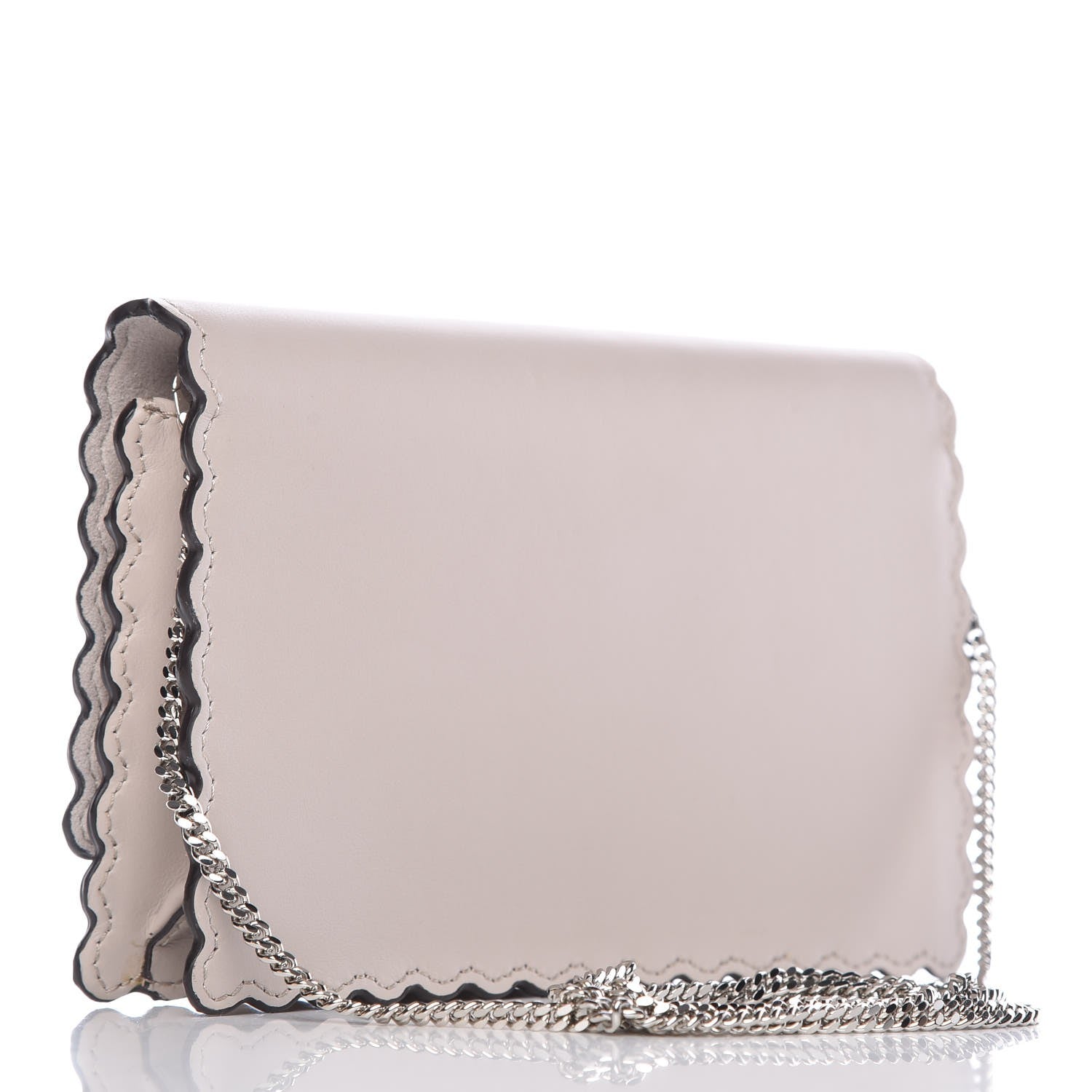 Fendi Vitello Century Lucido Nappa Hypnoteyes Scalloped Studded Tube Wallet on Chain Grigio Polvere Turchese Pallido Multicolor 3 of 11