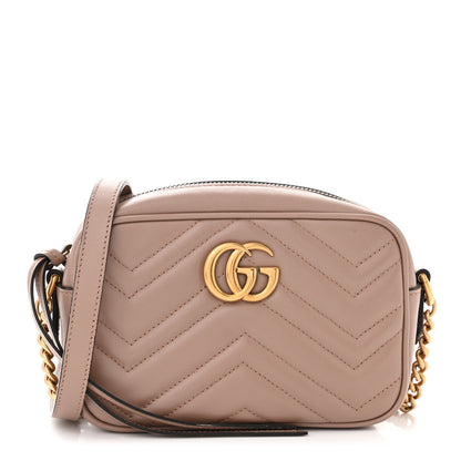 Gucci Calfskin Matelasse Mini GG Marmont Chain Shoulder Bag Porcelain Rose 1 of 14