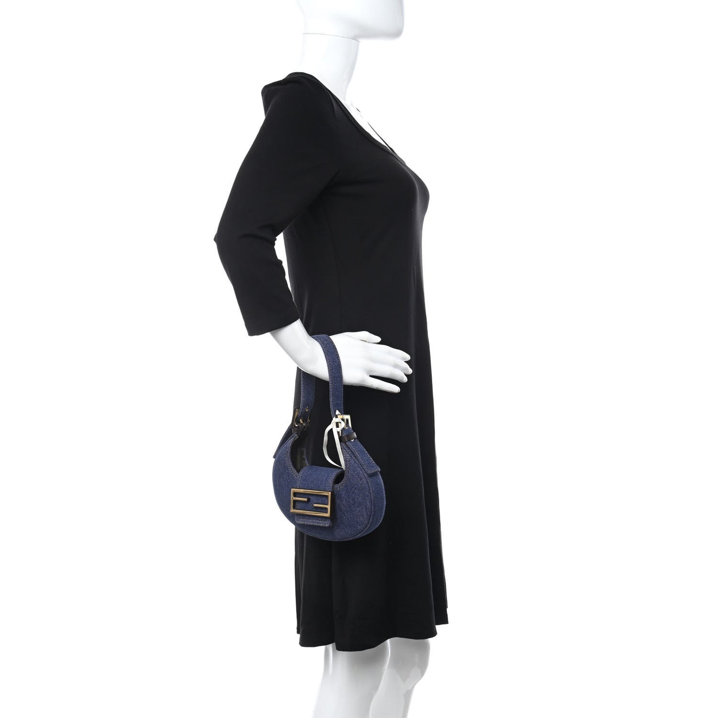 Denim Vitello King Cuoio Mini Cookie Hobo Bag Blue Ebano