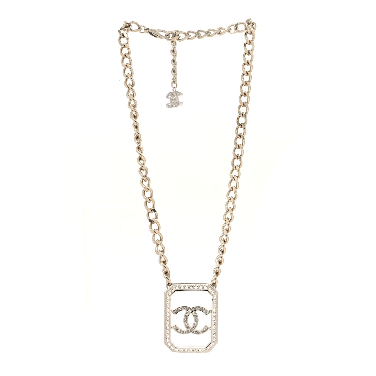 Crystal Chain CC Necklace Gold
