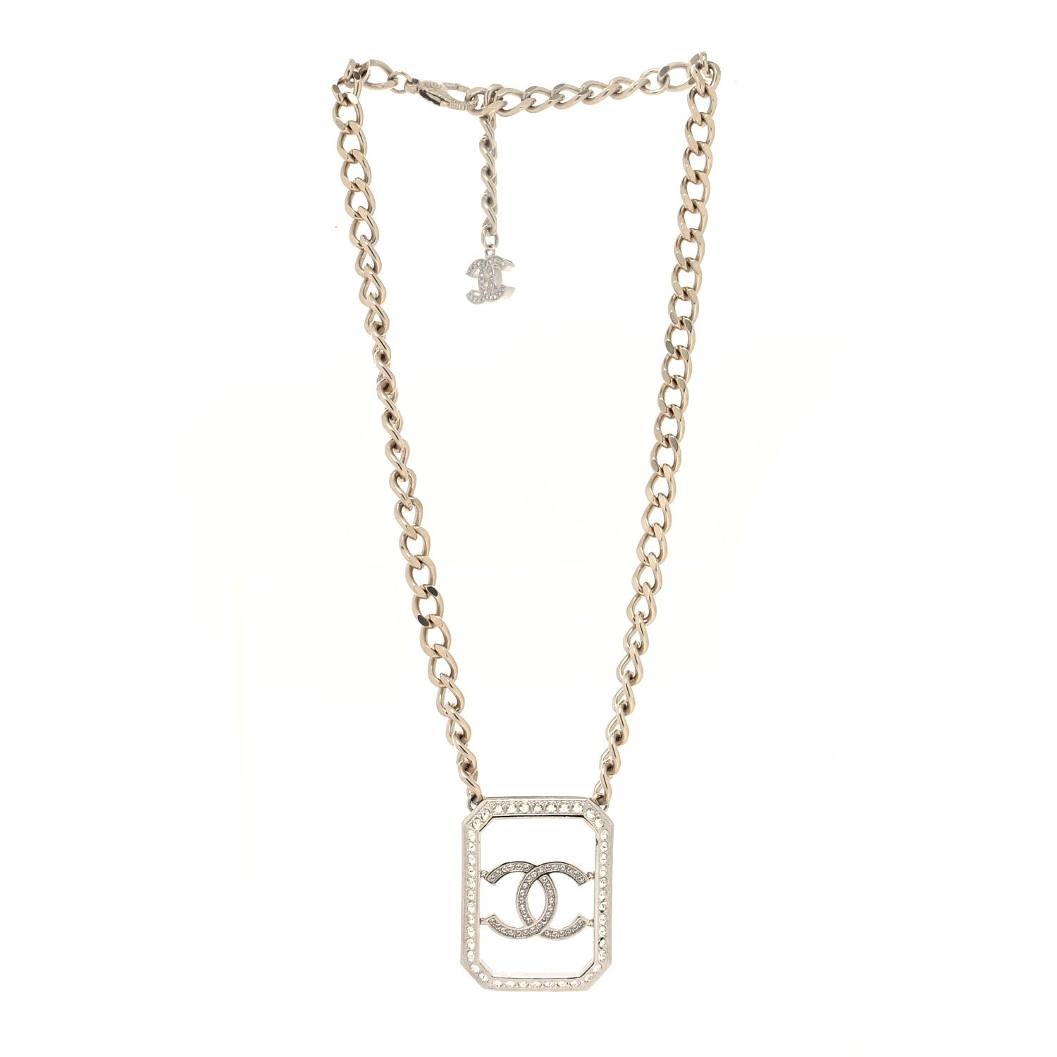 Chanel Crystal Chain CC Necklace Gold 3 of 5