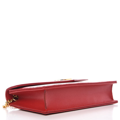 Saint Laurent Grain De Poudre Matelasse Chevron Monogram Envelope Chain Wallet New Red 4 of 9