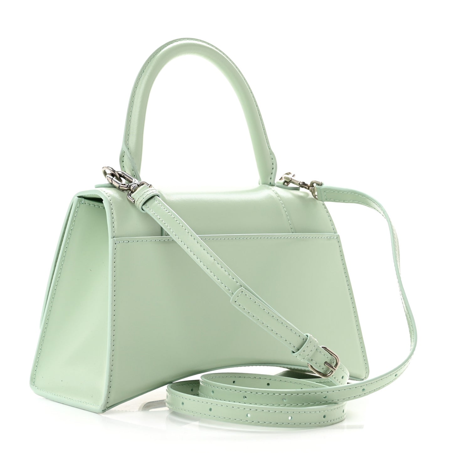 Shiny Box Calfskin Small Hourglass Top Handle Bag Light Green