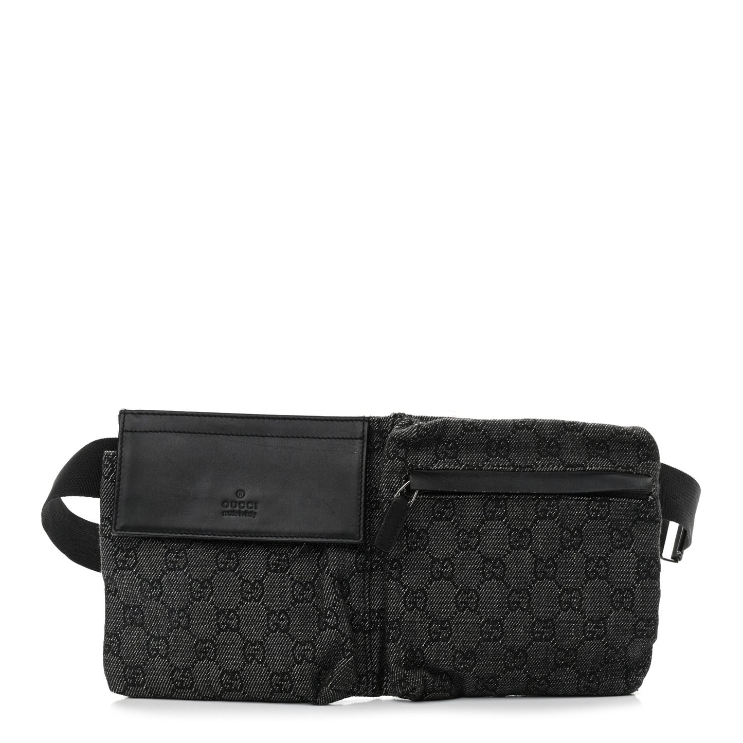 Denim Monogram Double Pocket Belt Bag Black