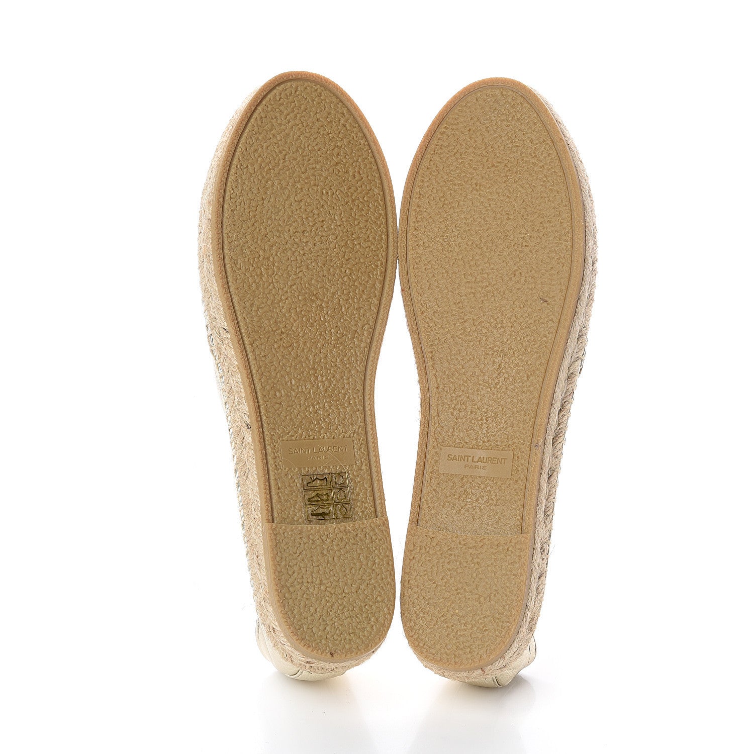 Saint Laurent Metallic Lambskin Monogram Espadrilles 39.5 Platino 5 of 7