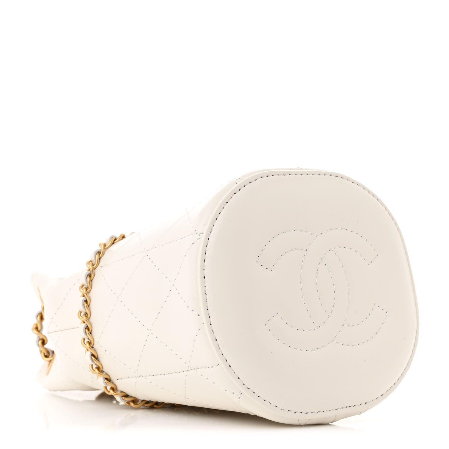 Chanel Shiny Lambskin Quilted Nauticoco Bucket Bag White 4 of 10