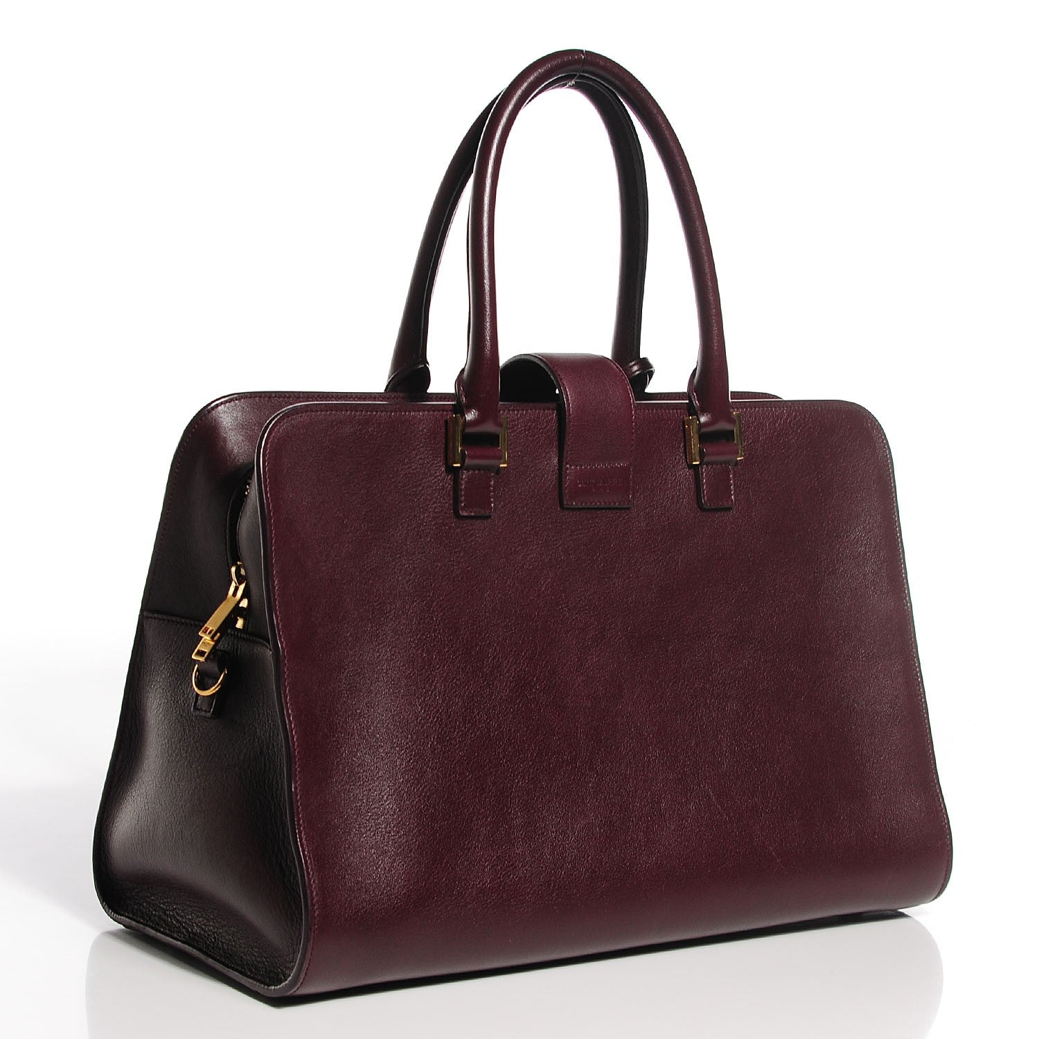 Saint Laurent Smooth Calfskin Medium Cabas Monogram Bordeaux 3 of 9