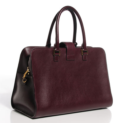 Saint Laurent Smooth Calfskin Medium Cabas Monogram Bordeaux 3 of 9