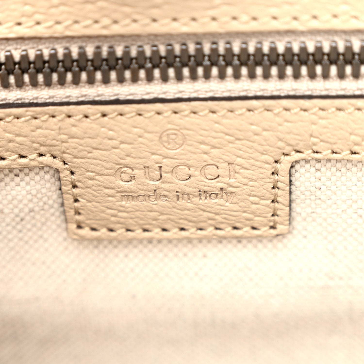 Gucci GG Supreme Monogram Textured Dollar Calfskin Small Retro Interlocking G Tote Bag Beige Mystic White Oatmeal 6 of 10