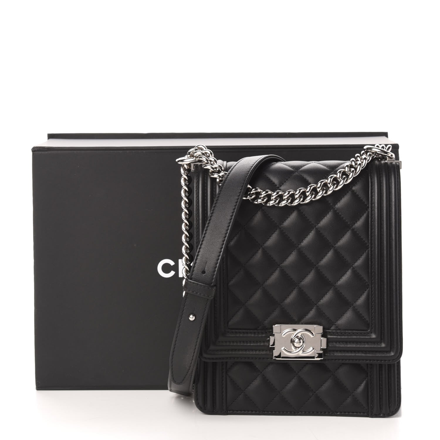 Chanel Calfskin Quilted North South Boy Flap Black 11 of 11
