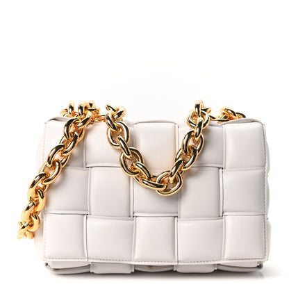 Bottega Veneta Lambskin Maxi Intreccio Padded Chain Cassette Crossbody Bag White 1 of 10