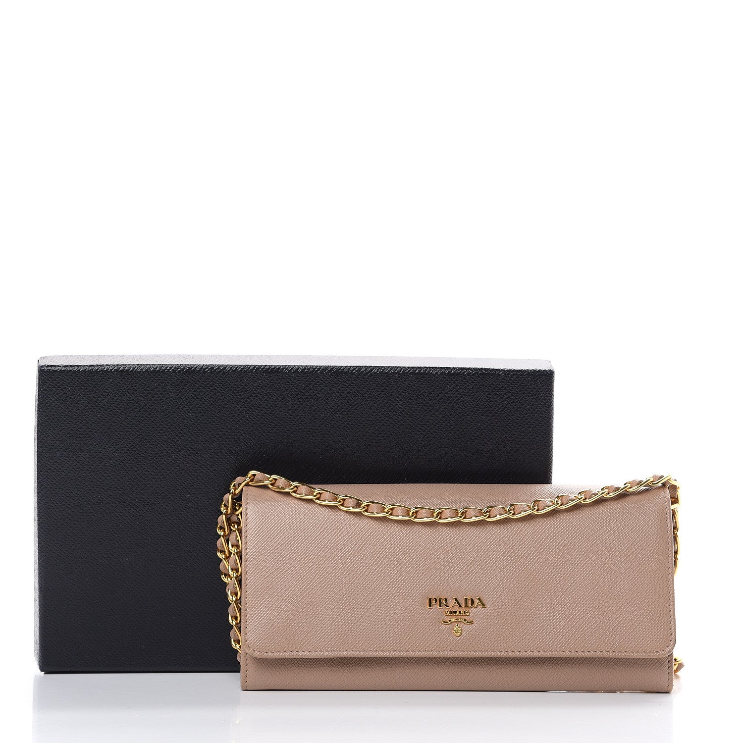 Prada Saffiano Metal Oro Chain Wallet Cammeo 12 of 12