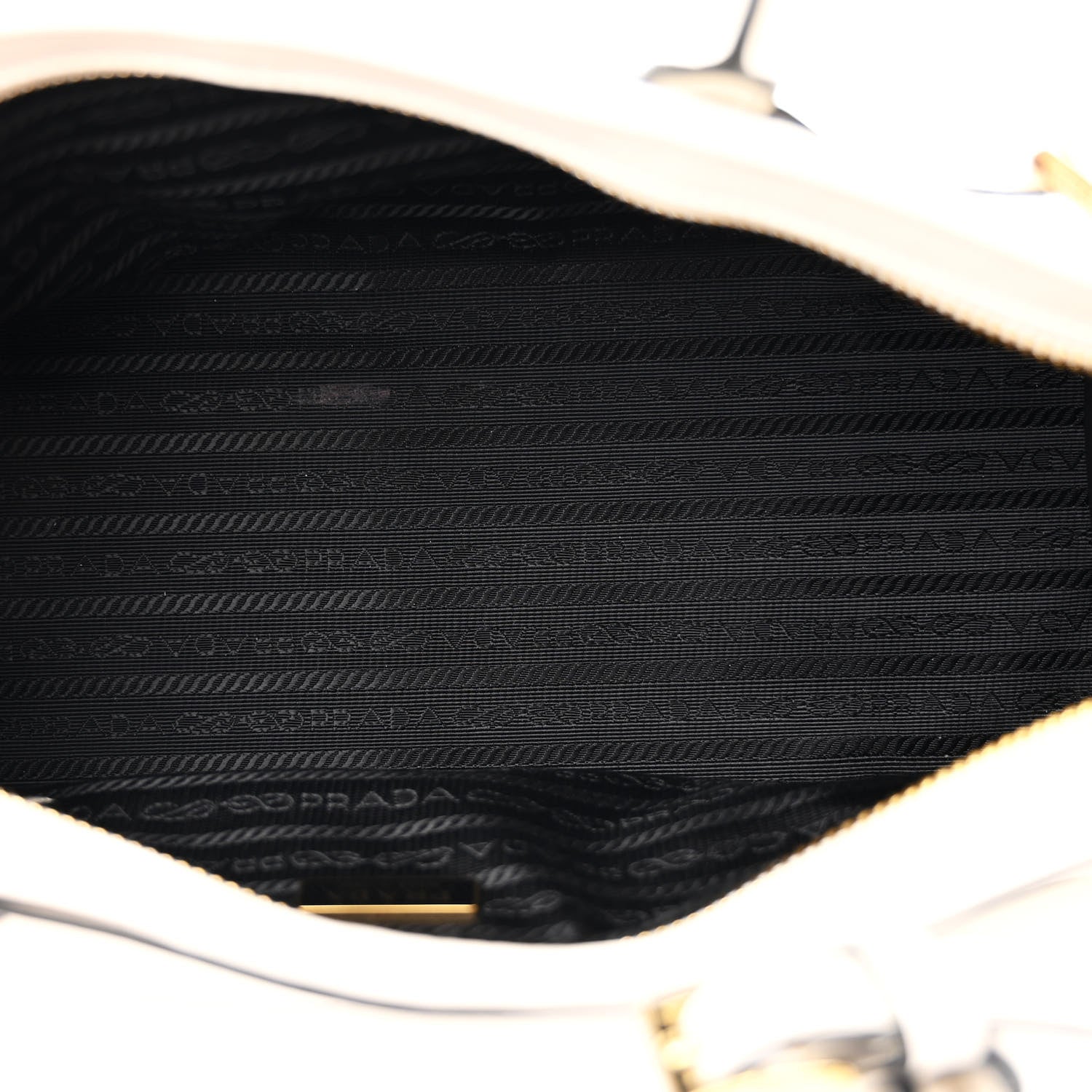 Prada Glossy Calfskin Triangle Medium Bonnie Shoulder Bag White 5 of 10