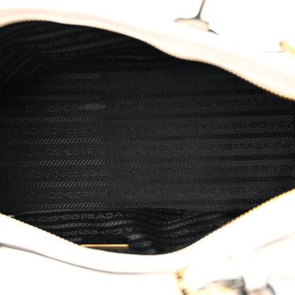 Prada Glossy Calfskin Triangle Medium Bonnie Shoulder Bag White 5 of 10