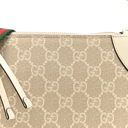 Gucci GG Supreme Monogram Textured Calfskin Small Emblem Shoulder Bag Beige Mystic White 8 of 10