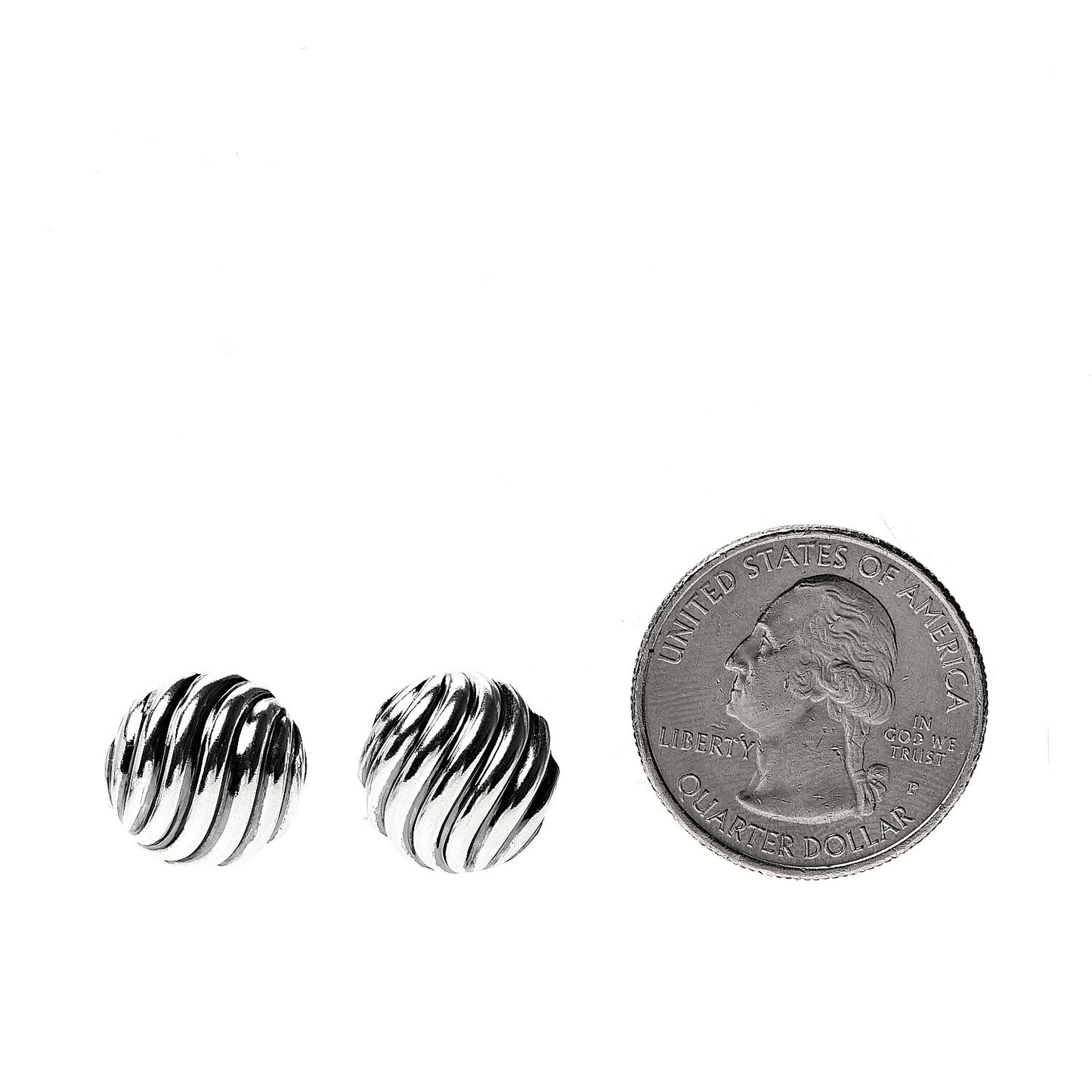 Sterling Silver 14mm Sculpted Cable Stud Earrings