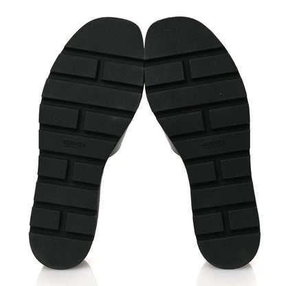 Hermes Calfskin Suede Goatskin Eze 30 Sandals 39 Black 7 of 10