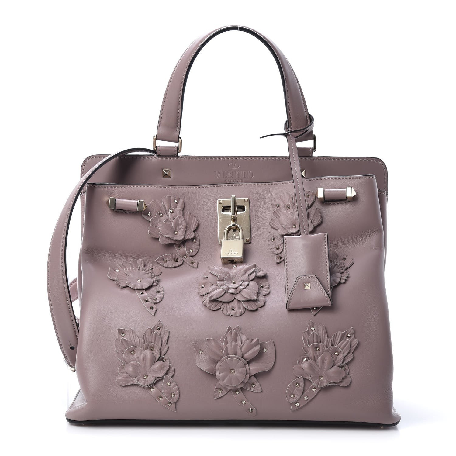 Valentino Garavani Vitello Floral Embroidered Medium Joylock Satchel Lipstick 1 of 12