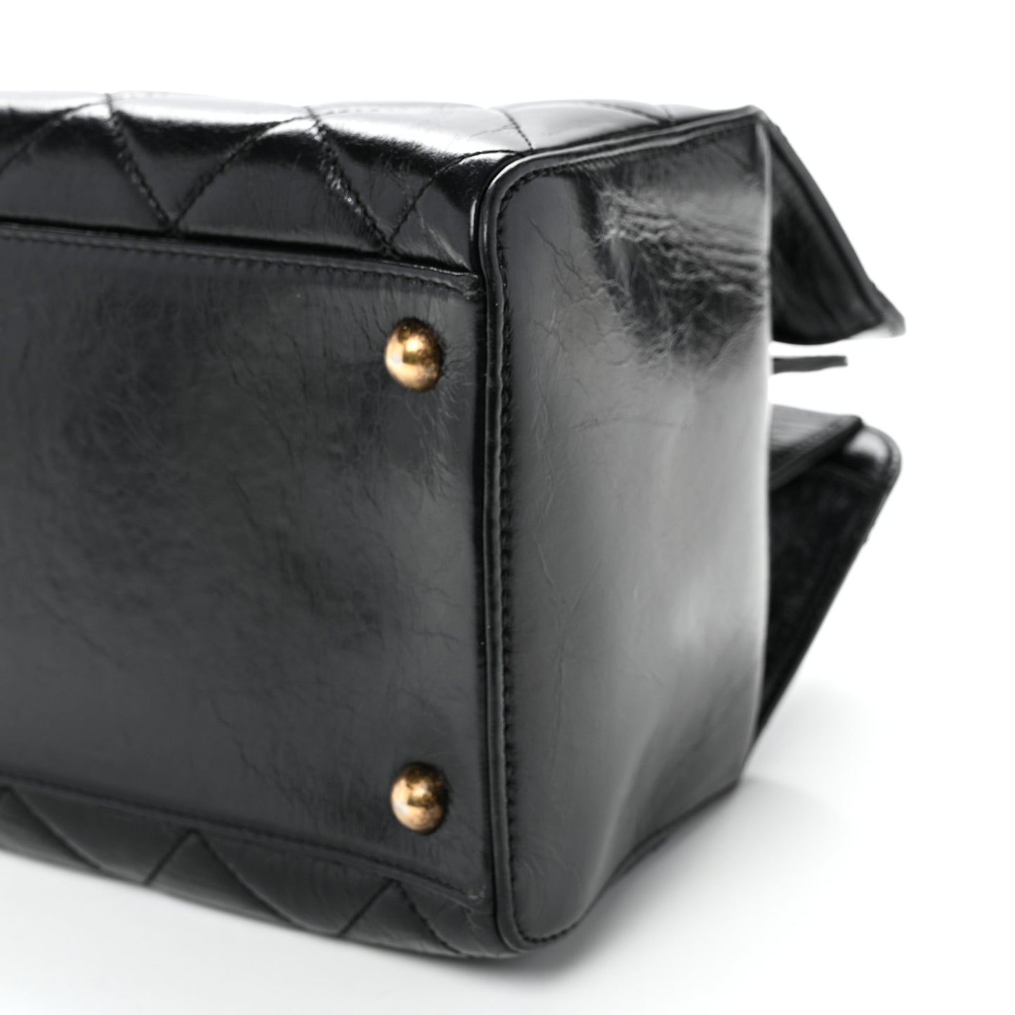 Glazed Calfskin Quilted Perfect Edge Tote Black
