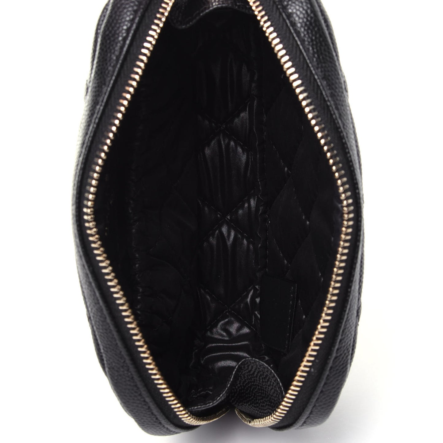 Caviar Quilted Small Curvy Pouch Cosmetic Case Black