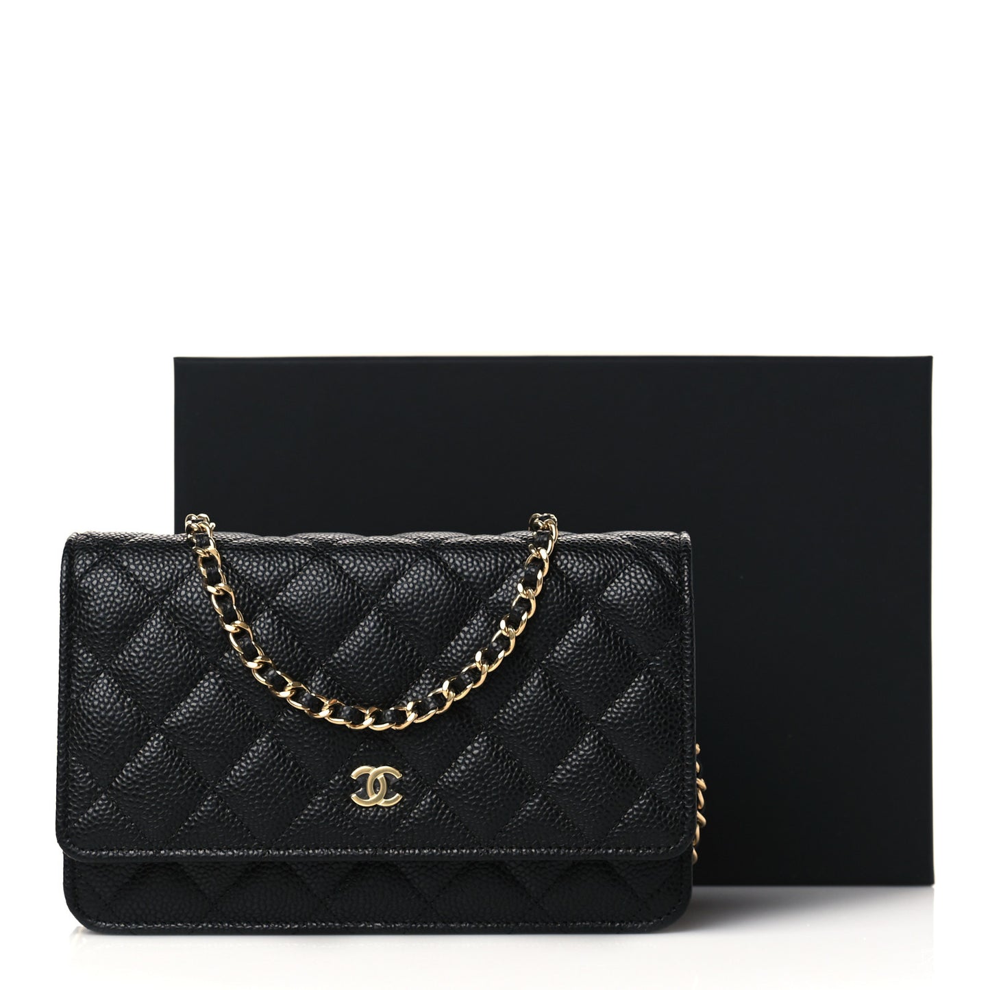Caviar Quilted Wallet On Chain WOC Black