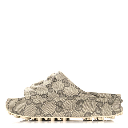 Gucci Cubic Rubber GG Monogram Womens Interlocking G Platform 42mm Slide Sandals 41 Beige Ebony 1 of 10