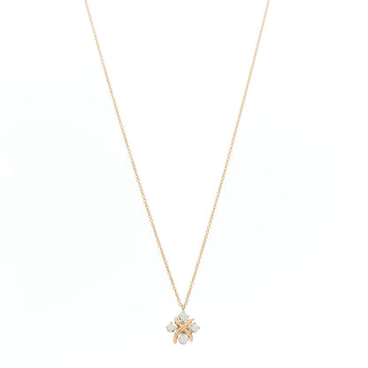 Tiffany 18K Rose Gold Platinum Diamond Schlumberger Lynn Pendant Necklace 1 of 5