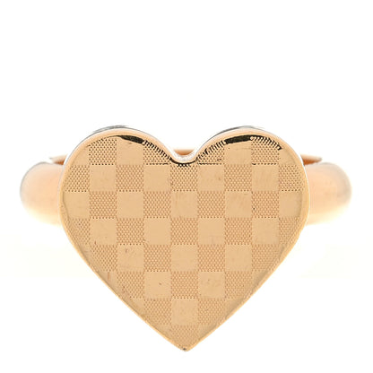 Louis Vuitton Damier Valentine Heart Ring M 53 6.25 Gold 1 of 4