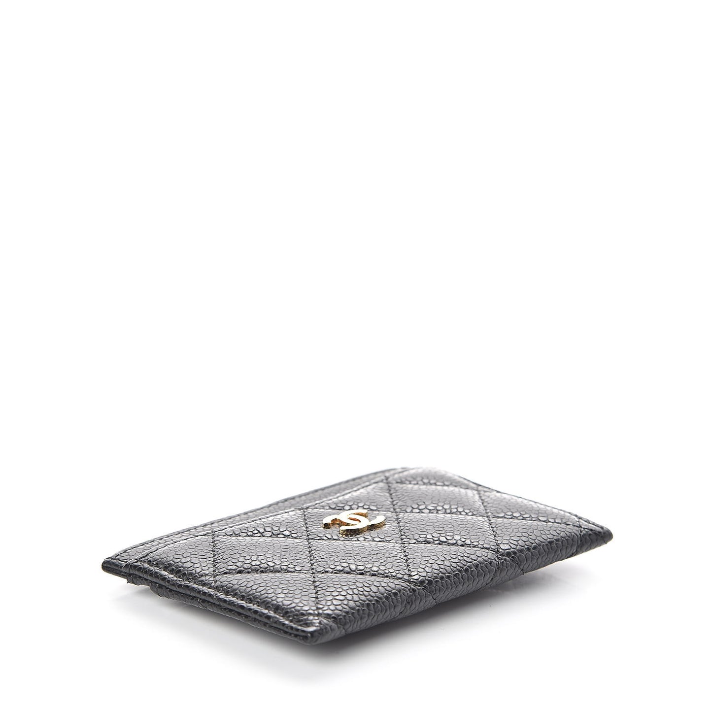 Caviar Quilted Card Holder Black