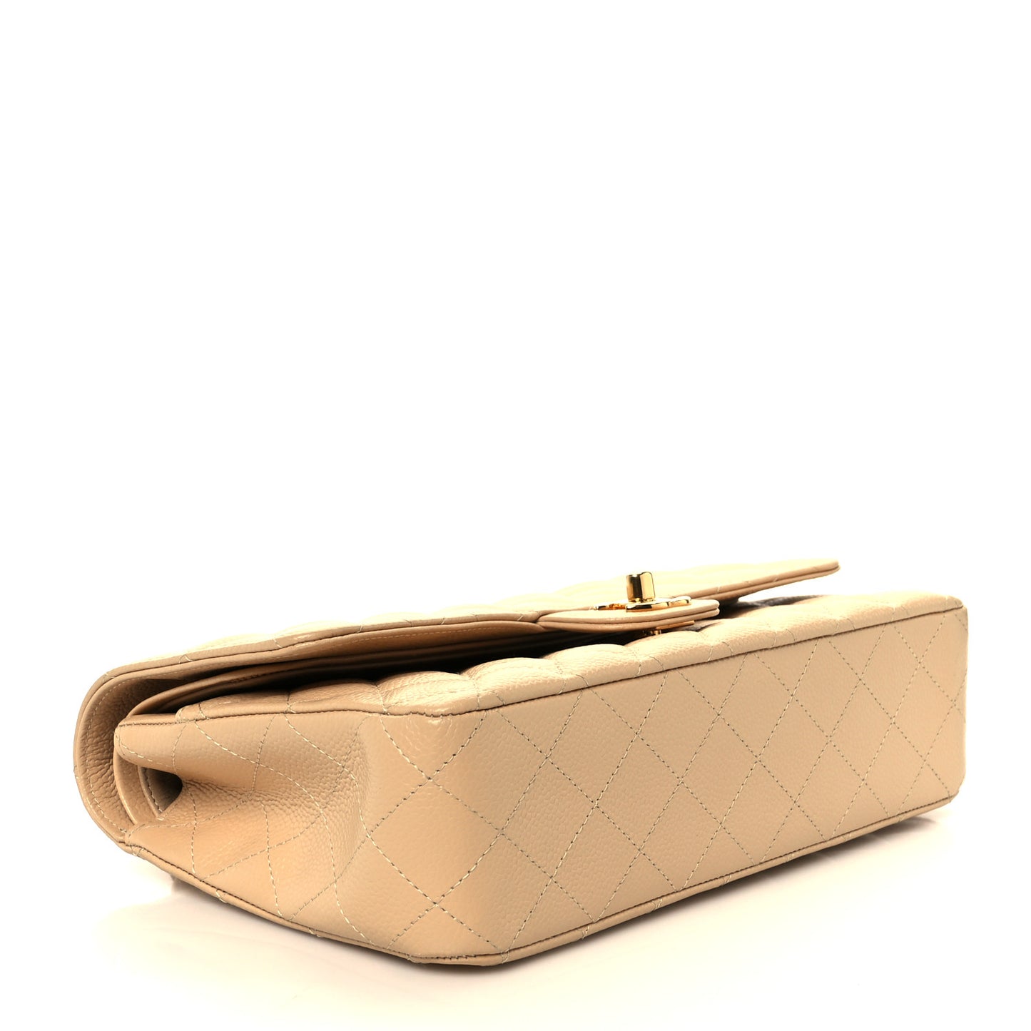 Caviar Quilted Medium Double Flap Beige Clair