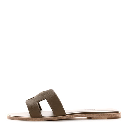 Hermes Epsom Oran Sandals 38 Etoupe 1 of 8