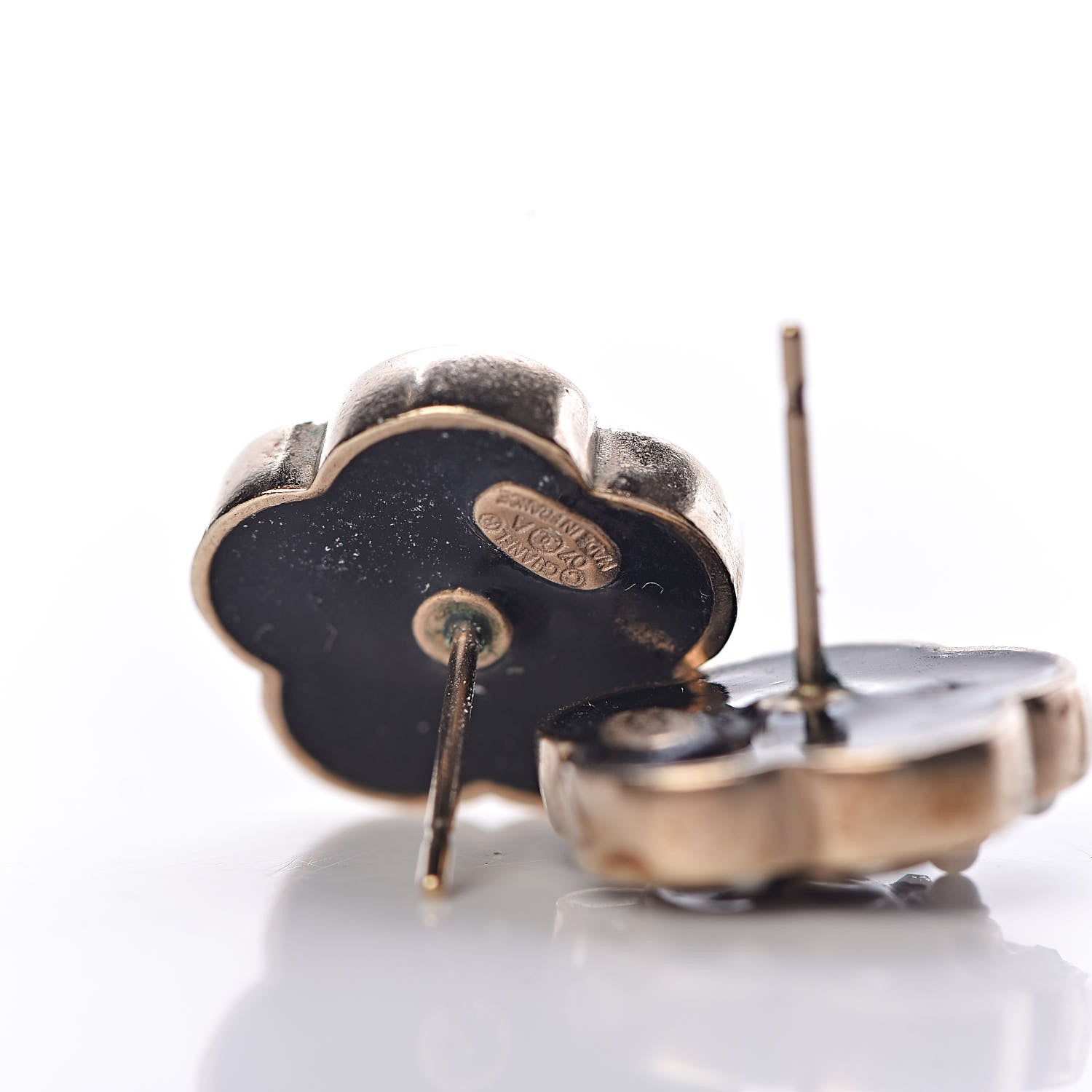 Chanel Enamel Flower CC Earrings Black Gold 4 of 5