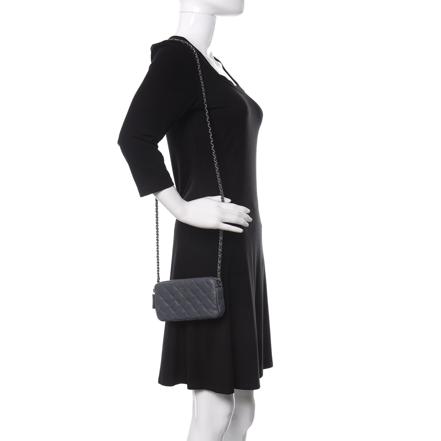 Chanel Caviar Quilted Small Clutch With Chain Grey 2 of 12