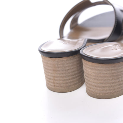 Hermes Calfskin Oasis Sandals 37.5 Black 8 of 10