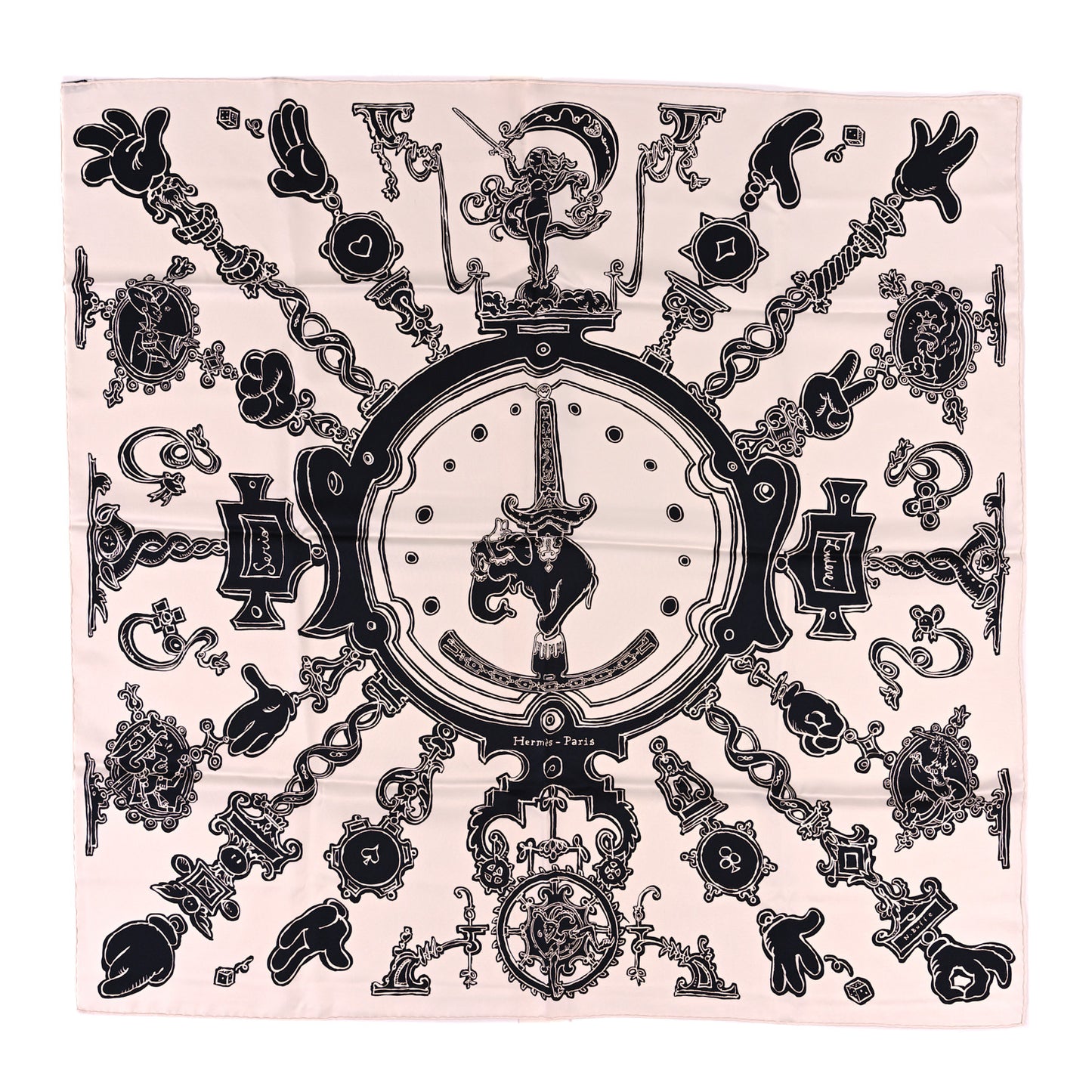 Silk Serio Ludere Scarf 90 White Black