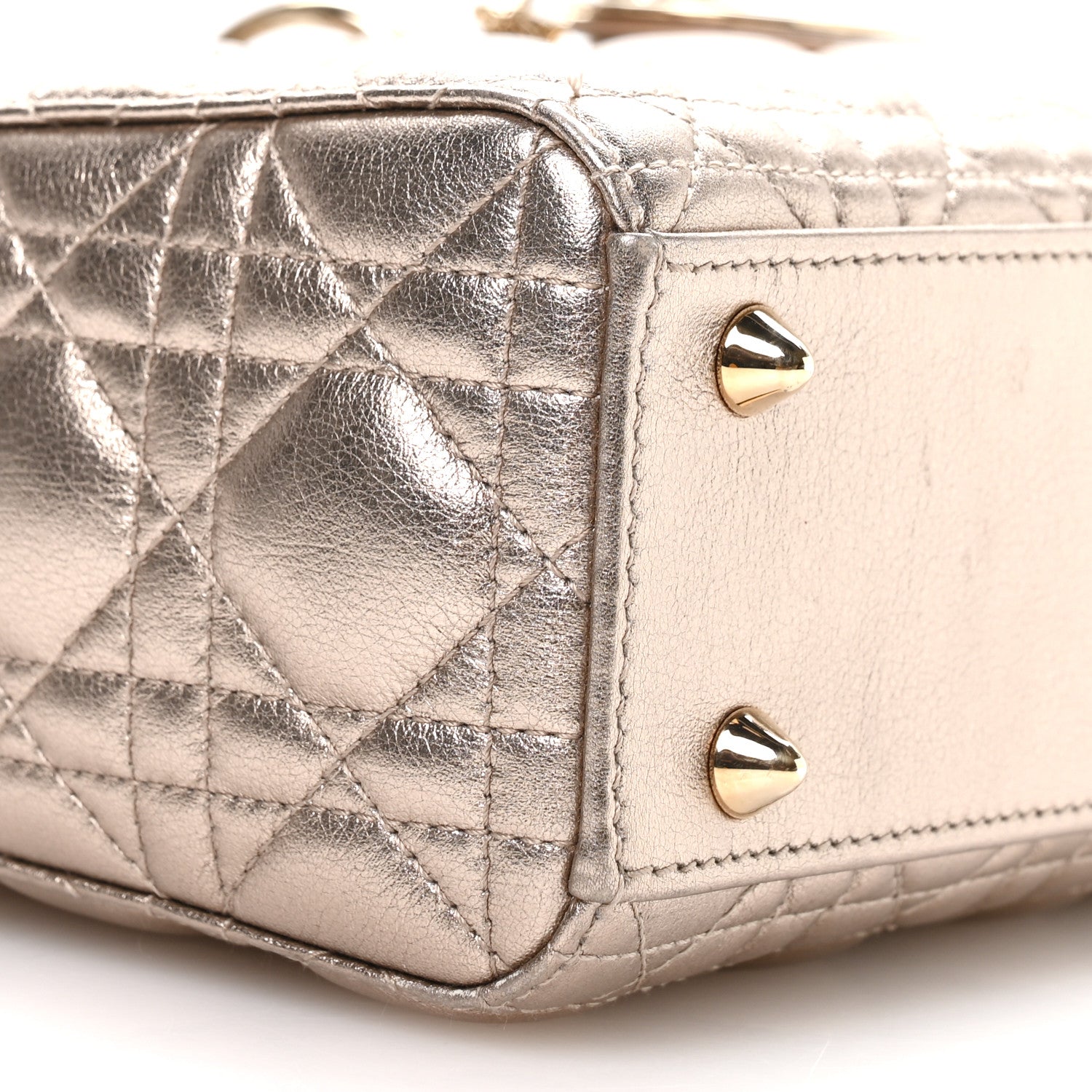 Christian Dior Metallic Lambskin Cannage Small My ABCDior Lady Dior Gold 10 of 11