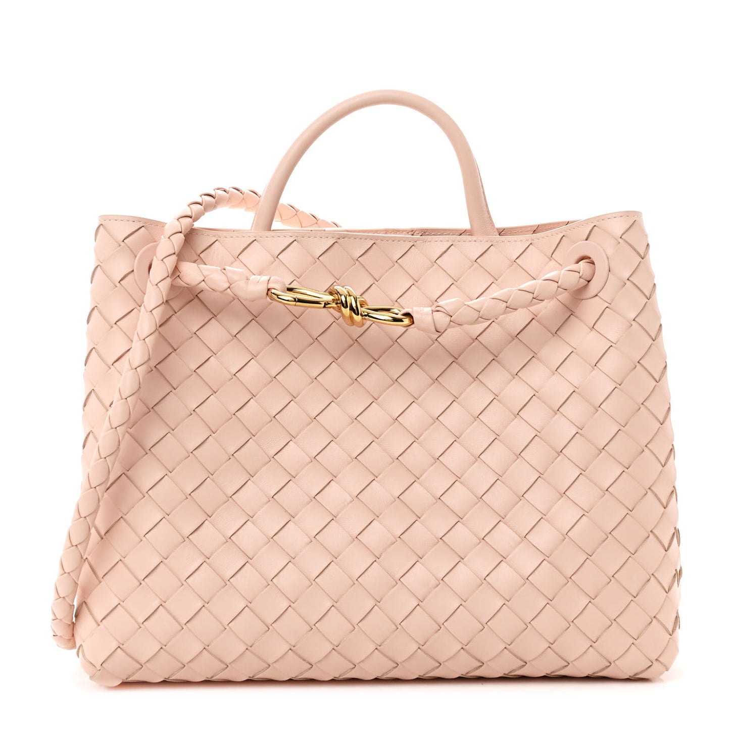 Nappa Intrecciato Medium Andiamo Shoulder Bag Cameo