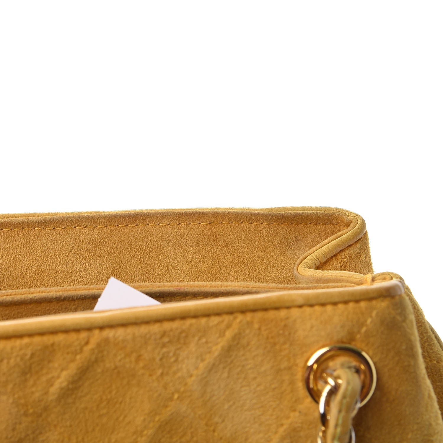 Chanel Suede Quilted Tassel Shoulder Bag Yellow 9 of 16