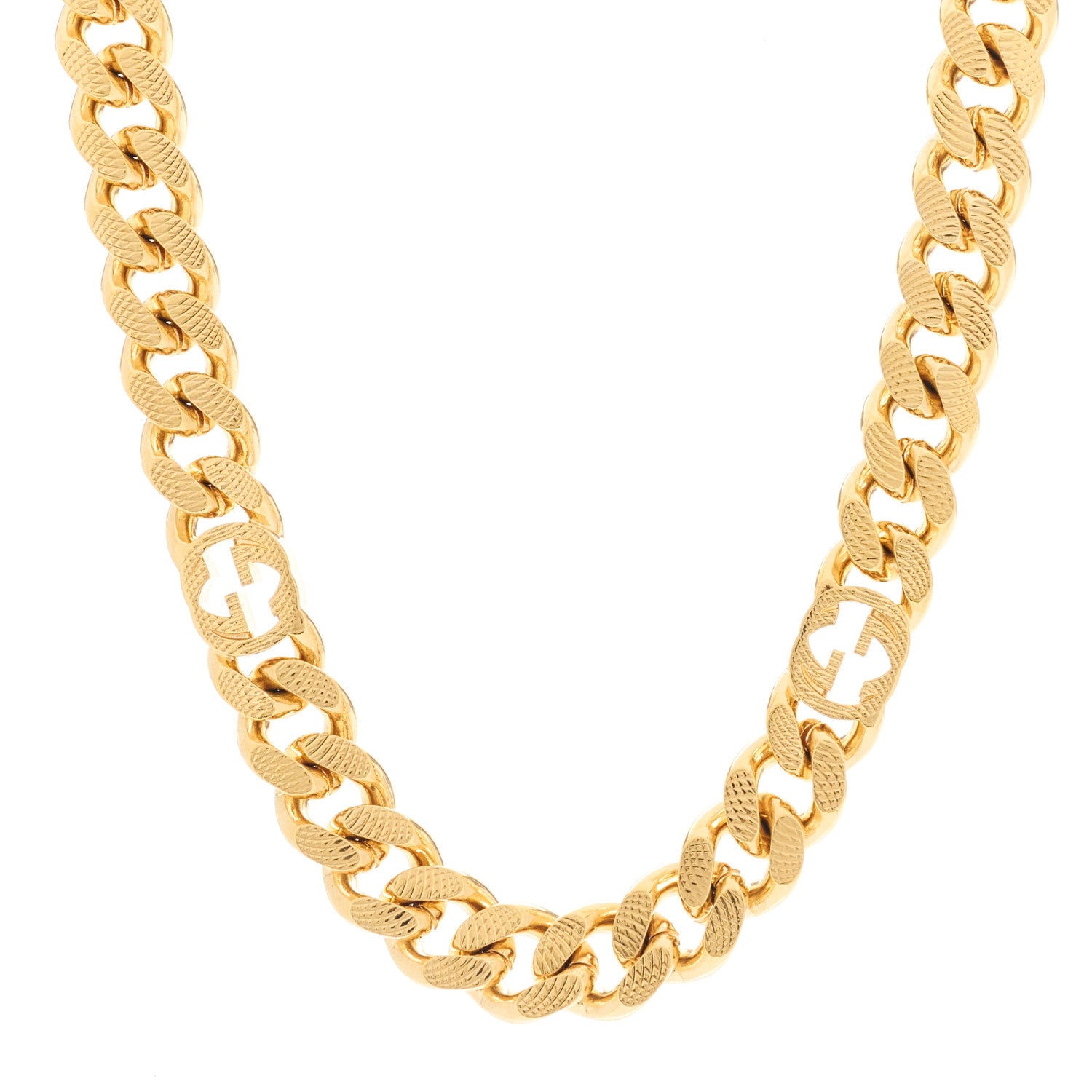 Gucci Interlocking G Script Choker Necklace Gold 1 of 5