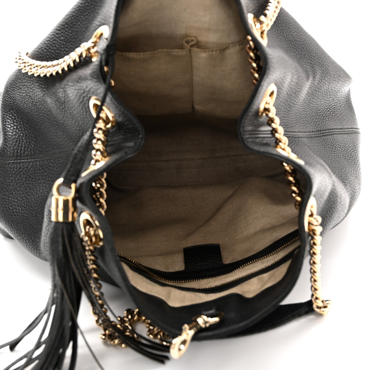 Pebbled Calfskin Medium Soho Chain Shoulder Bag Black